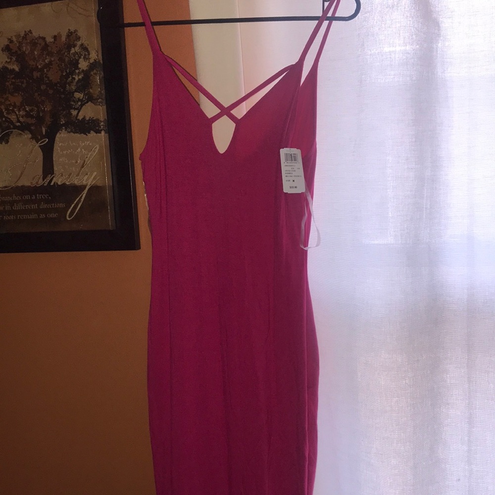 pink mid length dress